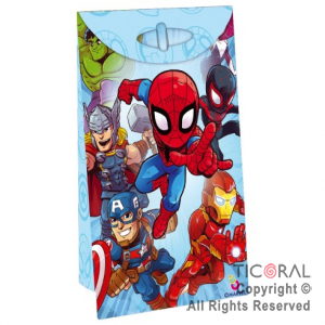 SUPER HEROES BOLSA PAPEL CON CIERRE x 8